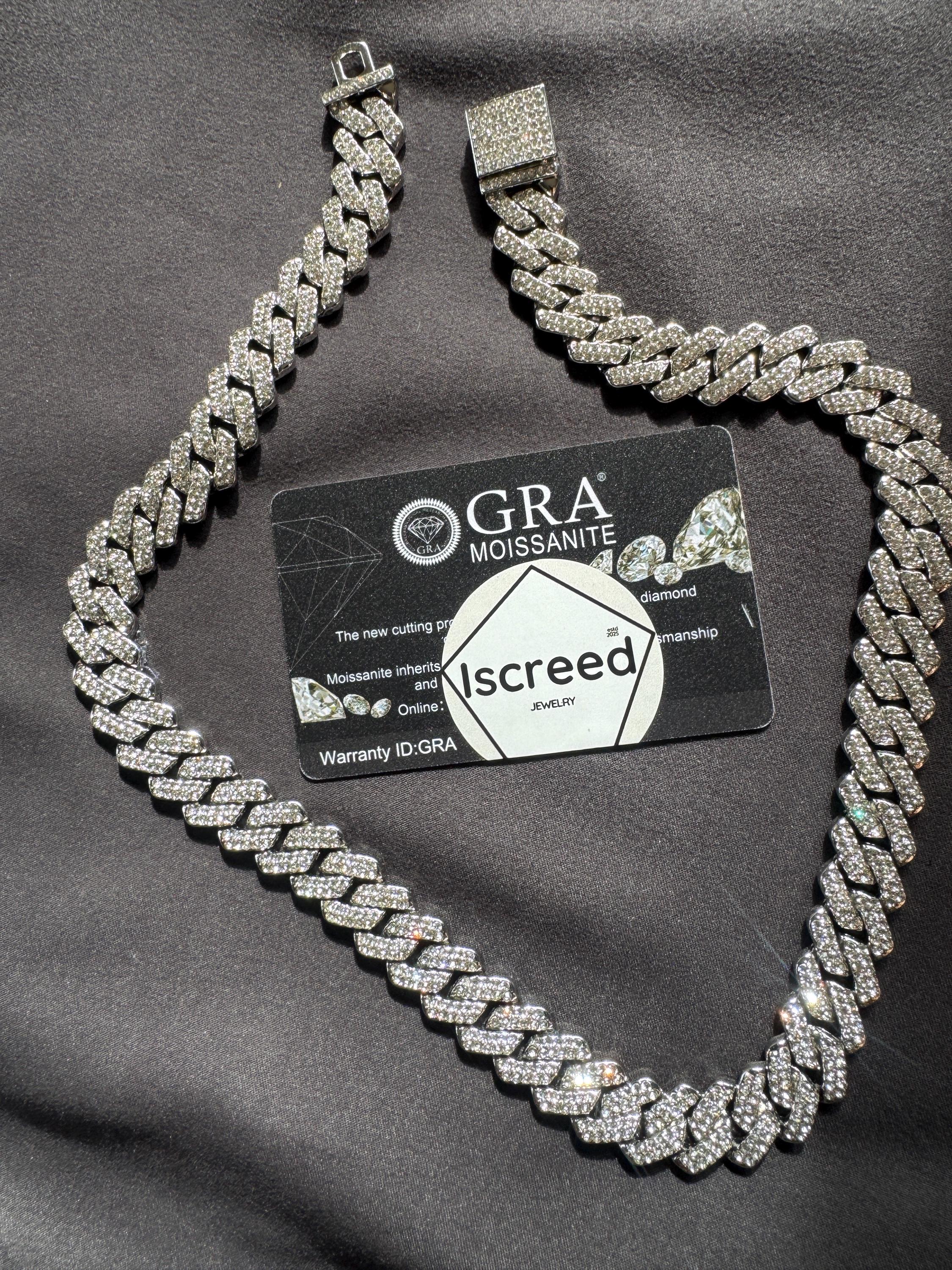 Iced out Moissanite Cuban Link chain 22"
