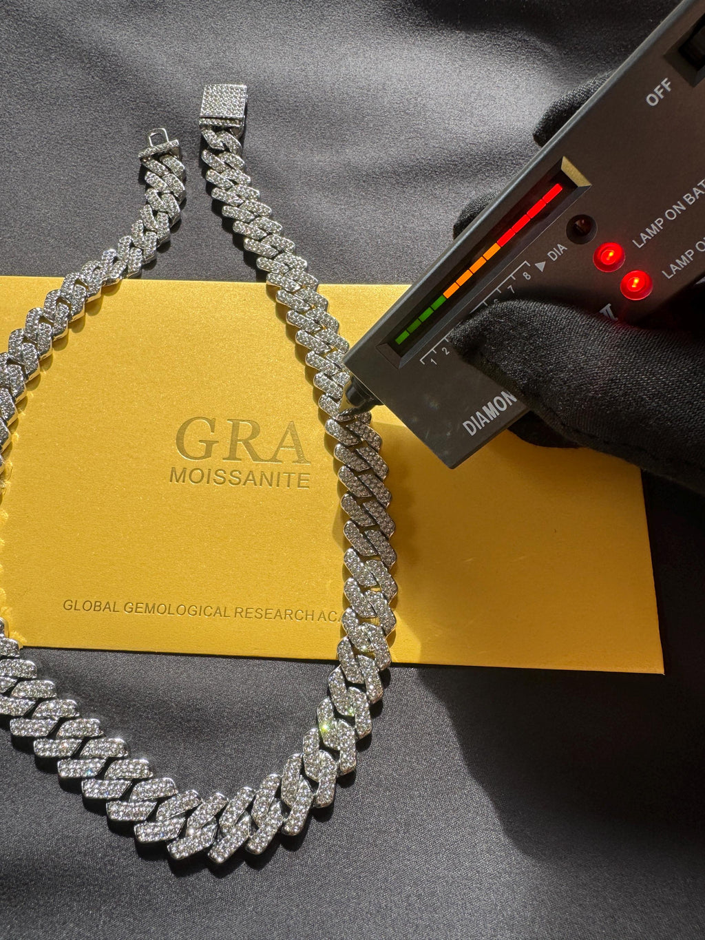 Iced out Moissanite Cuban Link chain 22"