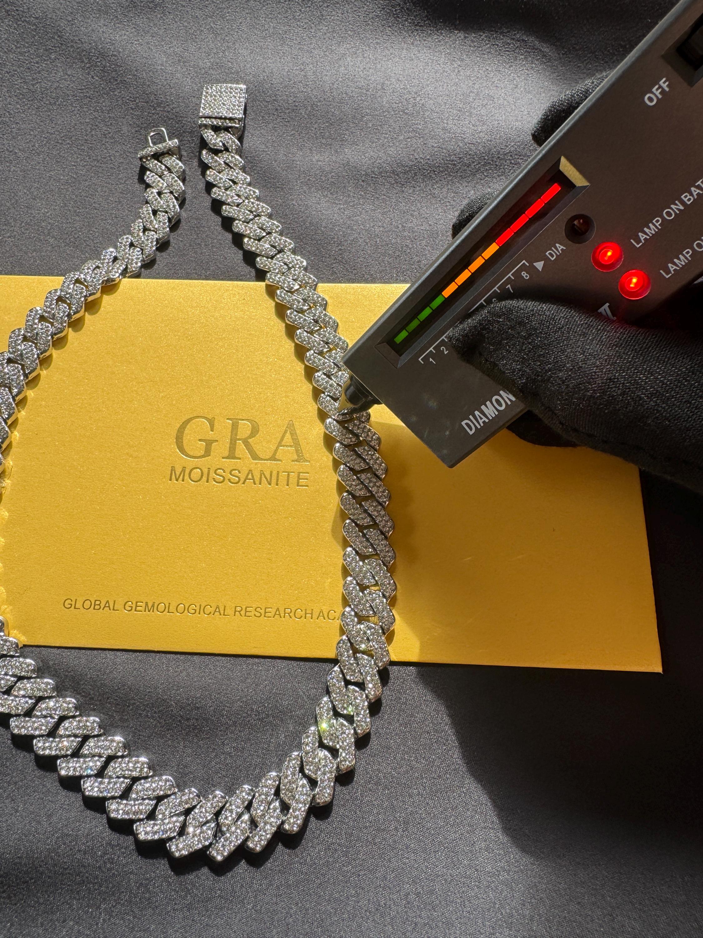 Iced out Moissanite Cuban Link chain 22"