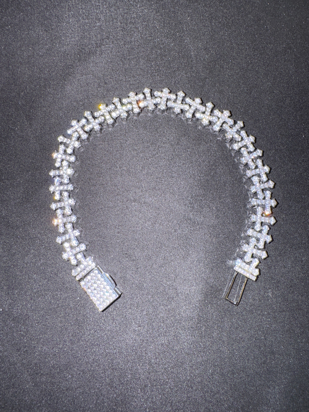Iced out Moissanite Cross Bracelet 12mm Passes Diamond Tester - ISCREED