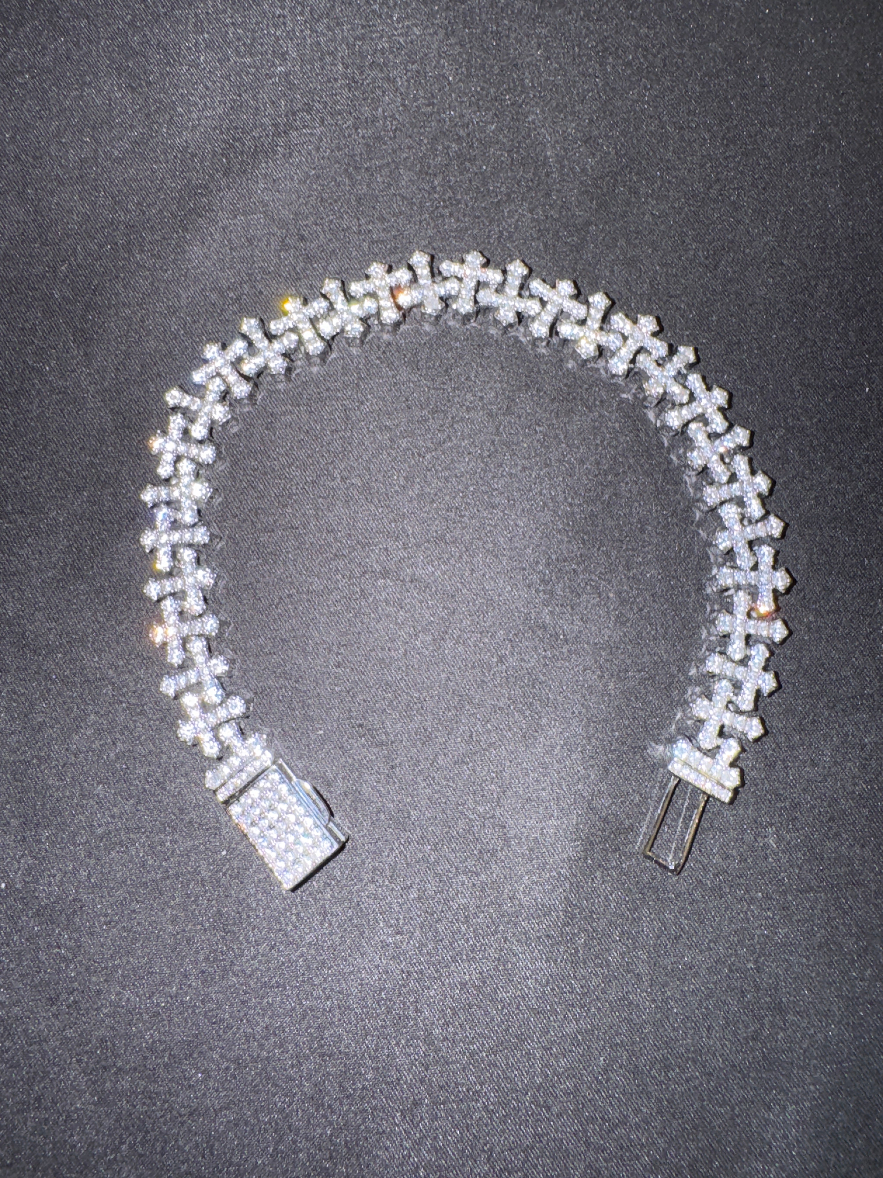 Iced out Moissanite Cross Bracelet 12mm Passes Diamond Tester - ISCREED