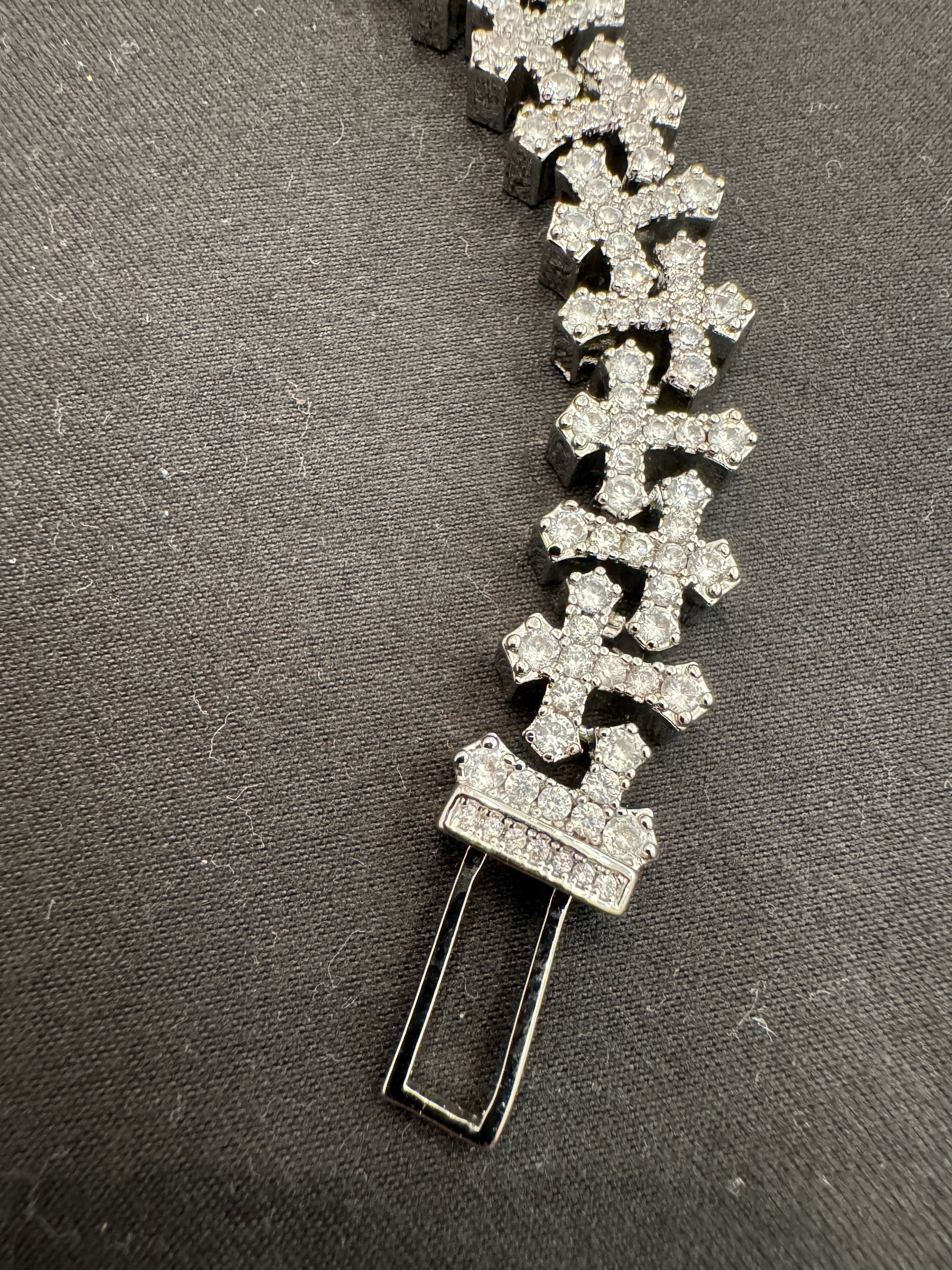 Iced out Moissanite Cross Bracelet 12mm Passes Diamond Tester - ISCREED