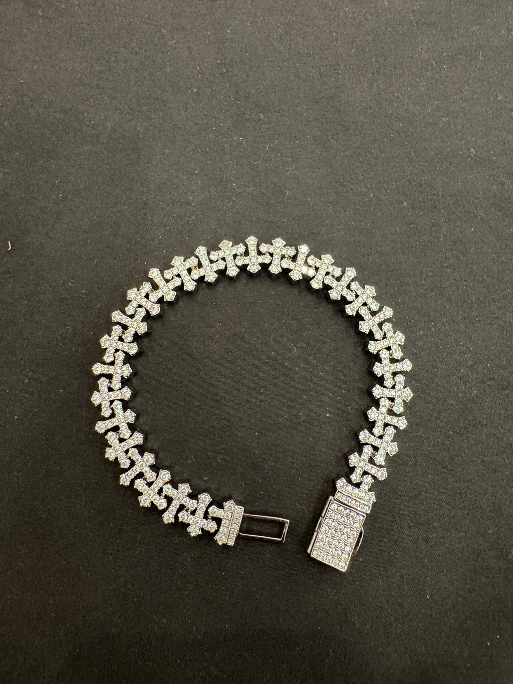 Iced out Moissanite Cross Bracelet 12mm Passes Diamond Tester - ISCREED