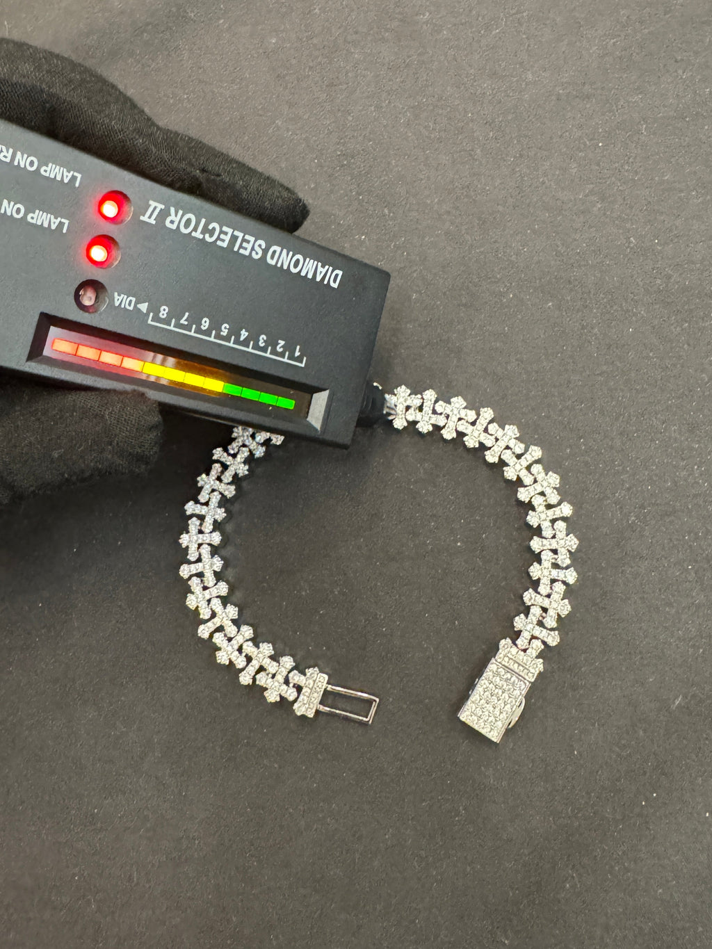 Iced out Moissanite Cross Bracelet 12mm Passes Diamond Tester - ISCREED