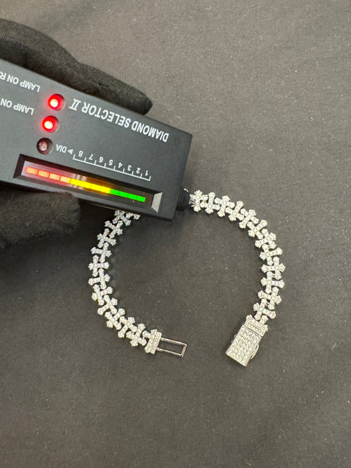 Iced out Moissanite Cross Bracelet 12mm Passes Diamond Tester - ISCREED