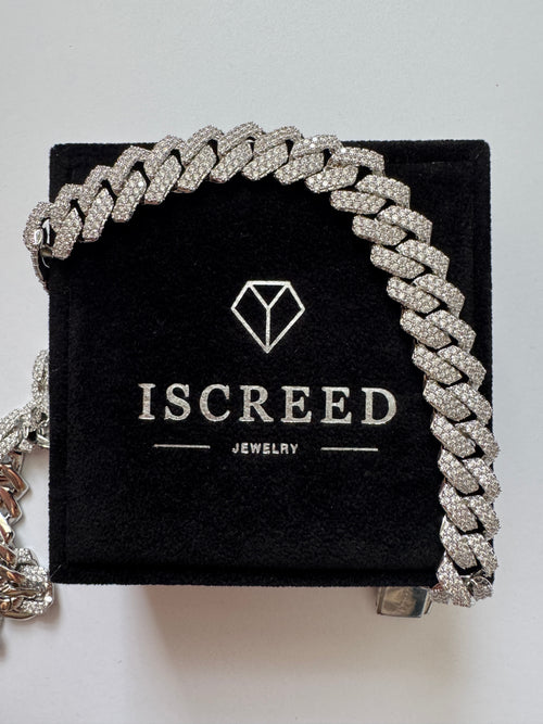 VVS1 Moissanite Cuban Link Chain 14mm Passes Diamond Tester - ISCREED