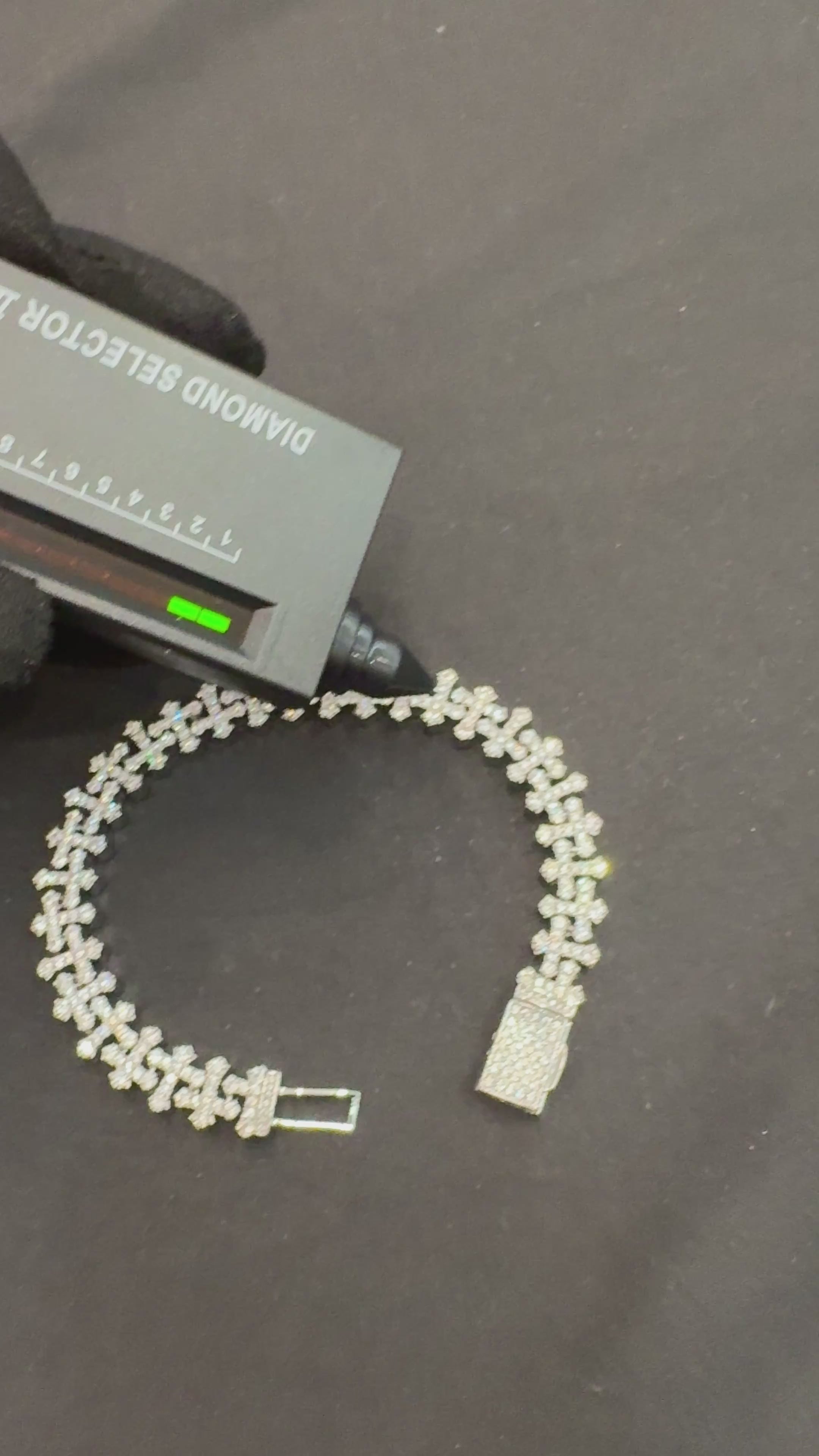 Iced out Moissanite Cross Bracelet 12mm Passes Diamond Tester - ISCREED